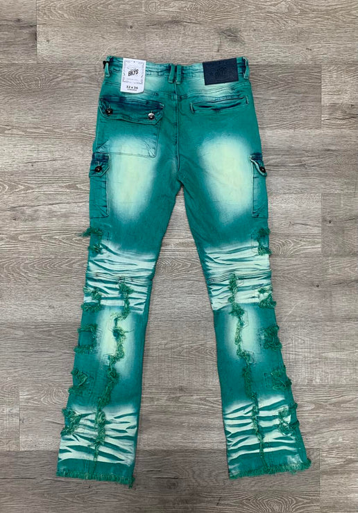 BKYS WASHED DENIM STACKED JEANS-MINT