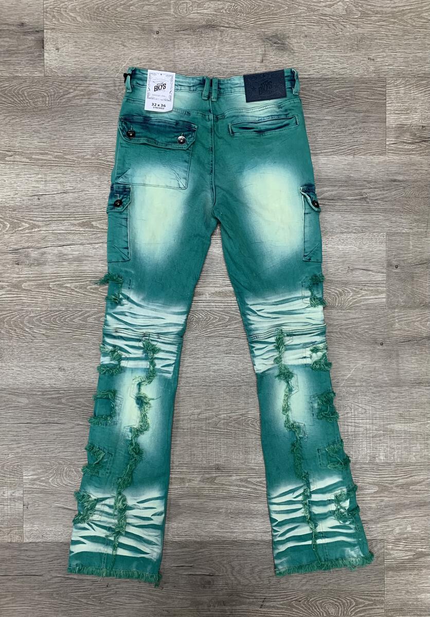 BKYS WASHED DENIM STACKED JEANS-MINT