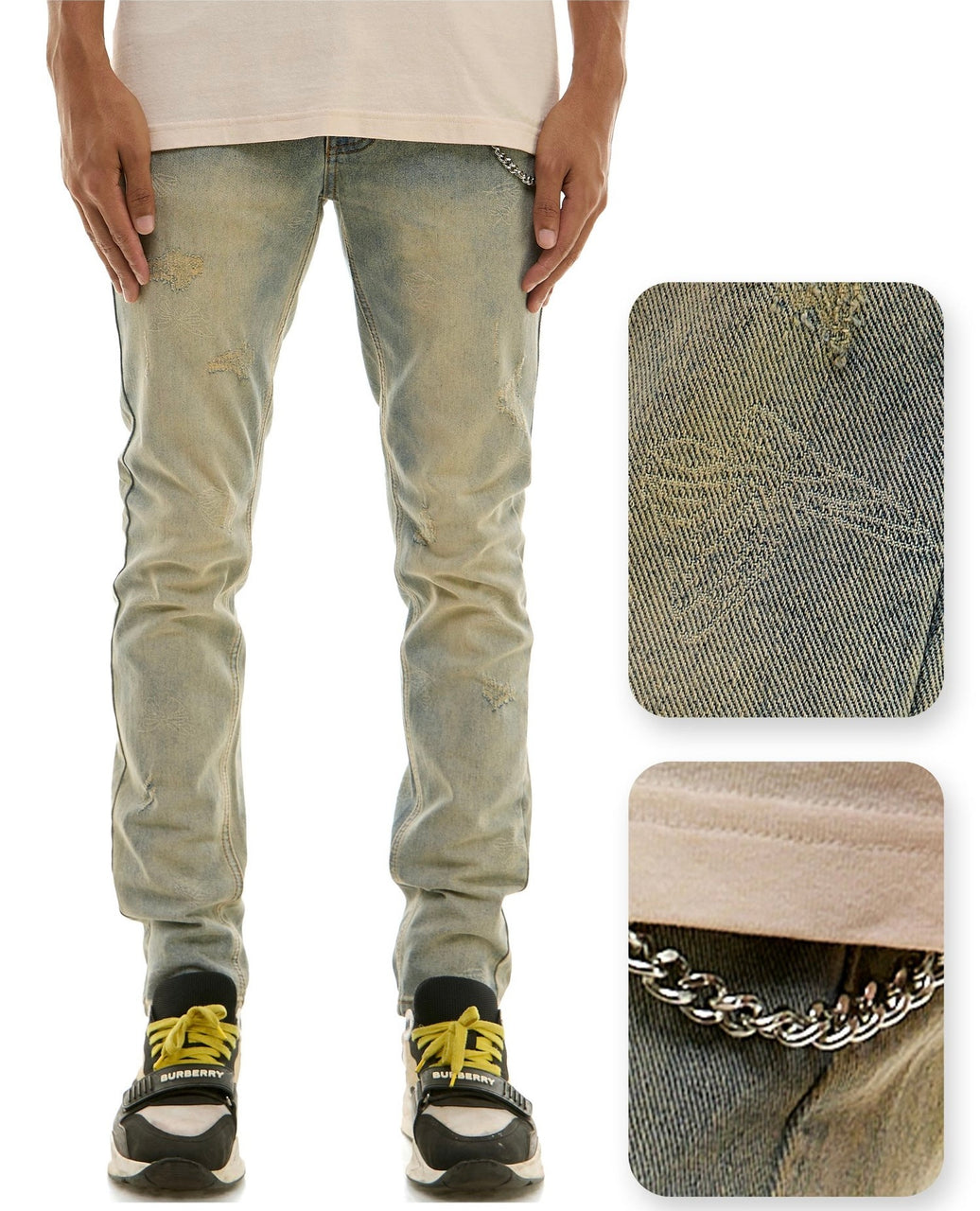 KDNK BUTTERFLY PRINT SKINNY JEANS