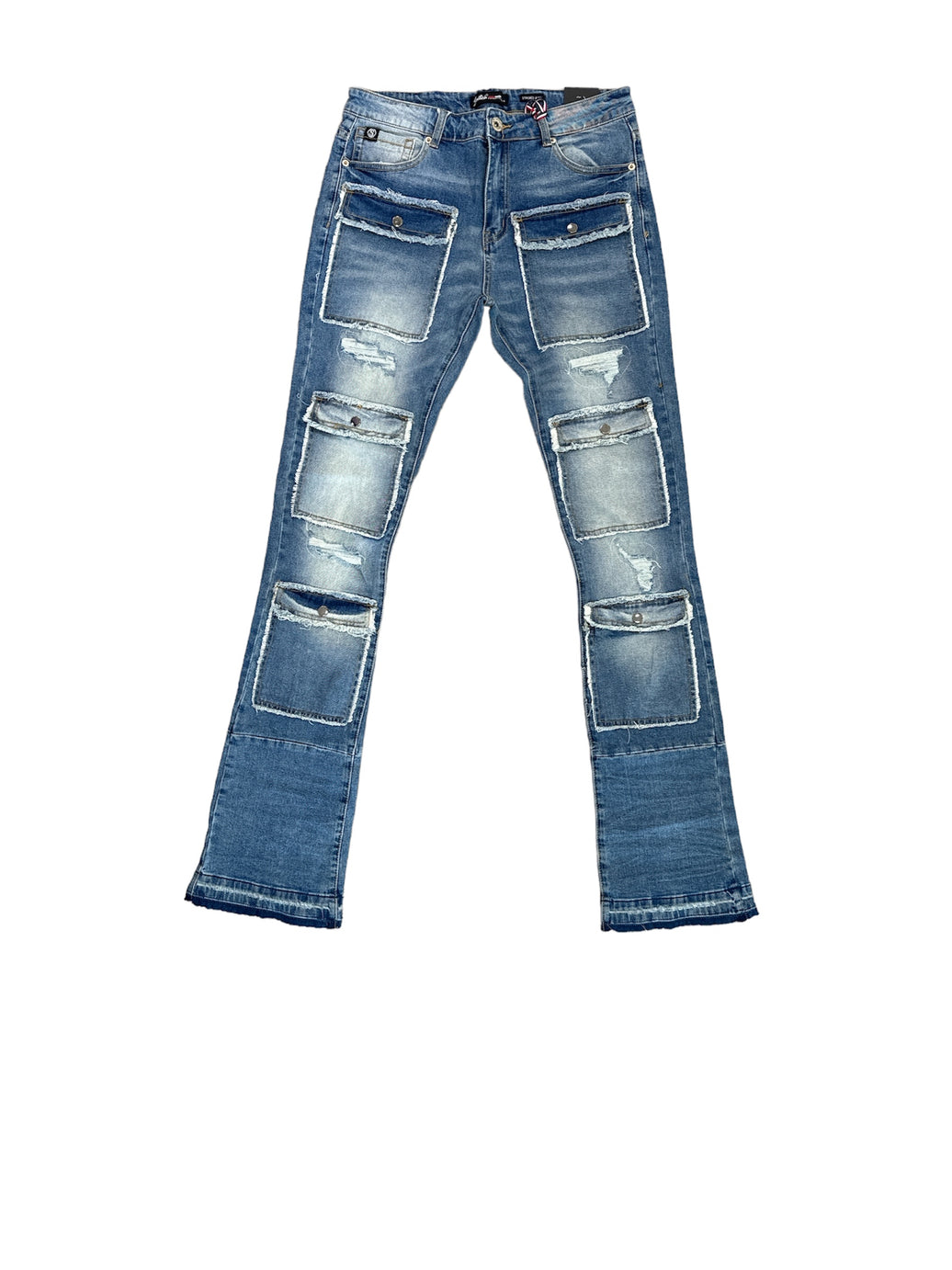 SWITCH SF3691 -Damaged Stacked Denim W/Multi Patch