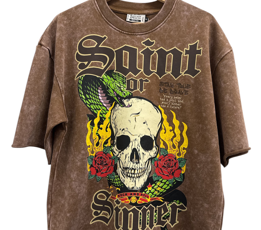 BLEECKER & MERCER SAINT OR SINNER CROPPED TOP TSHIRT