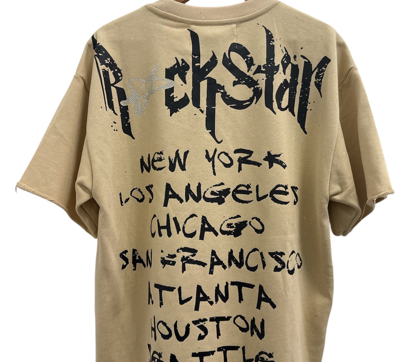 BKYS Khaki Rockstar Band Crop Tee