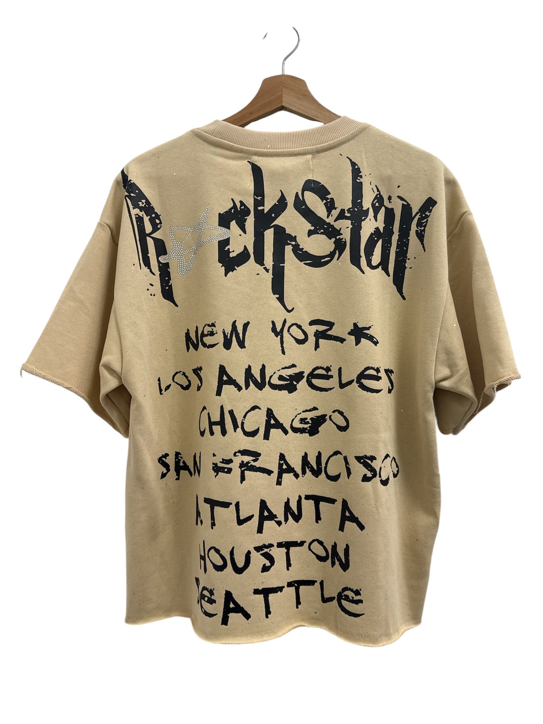 BKYS Khaki Rockstar Band Crop Tee