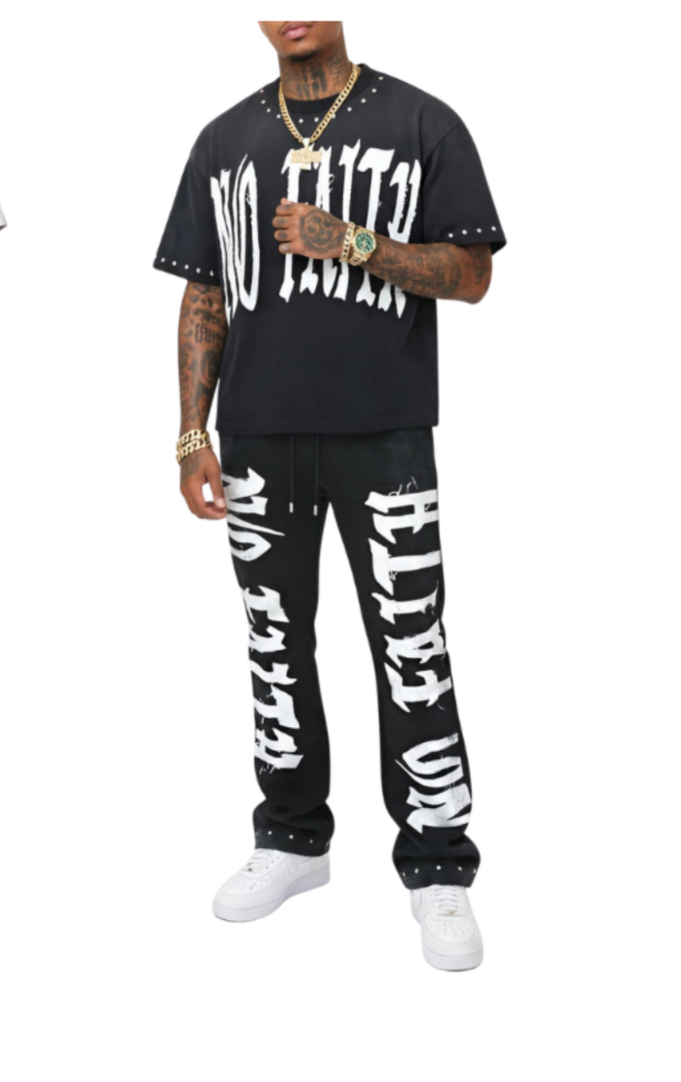 RARE PEACE NO FAITH  2PC SWEAT PANTS WITH TSHIRT
