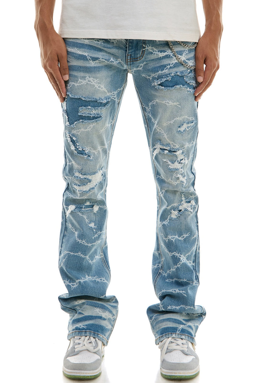 KDNK  WIRE STACKED JEANS-KND4746