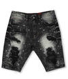 MAKOBI PACIFICA SHREDDED SHORTS - BLACK WASH