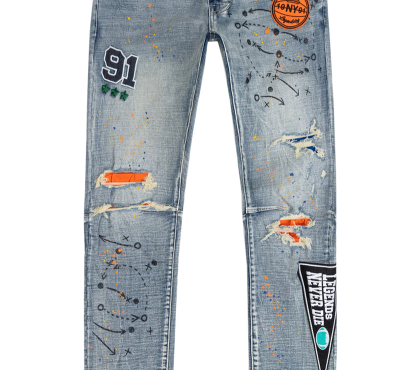 SMOKE RISE VARSITY DETAILED JEANS