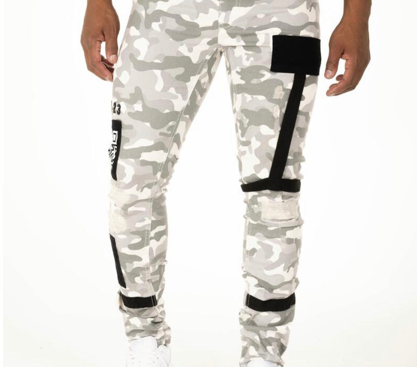 TAKER BIKER CARGO DENIM GRAY CAMOUFLAGE