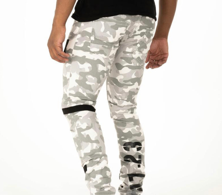 TAKER BIKER CARGO DENIM GRAY CAMOUFLAGE