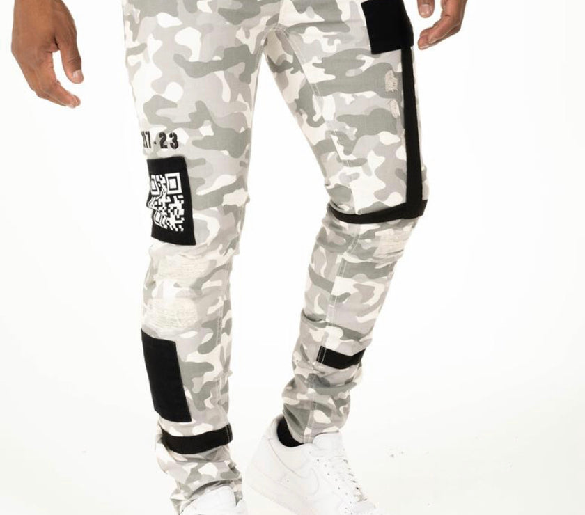 TAKER BIKER CARGO DENIM GRAY CAMOUFLAGE