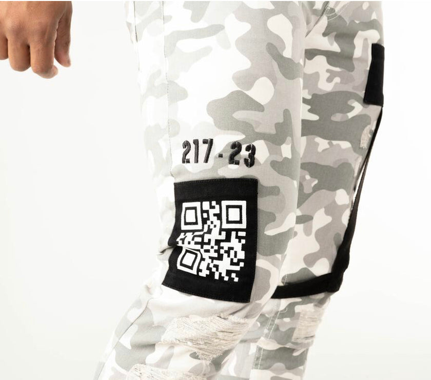 TAKER BIKER CARGO DENIM GRAY CAMOUFLAGE