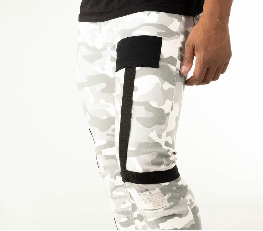 TAKER BIKER CARGO DENIM GRAY CAMOUFLAGE
