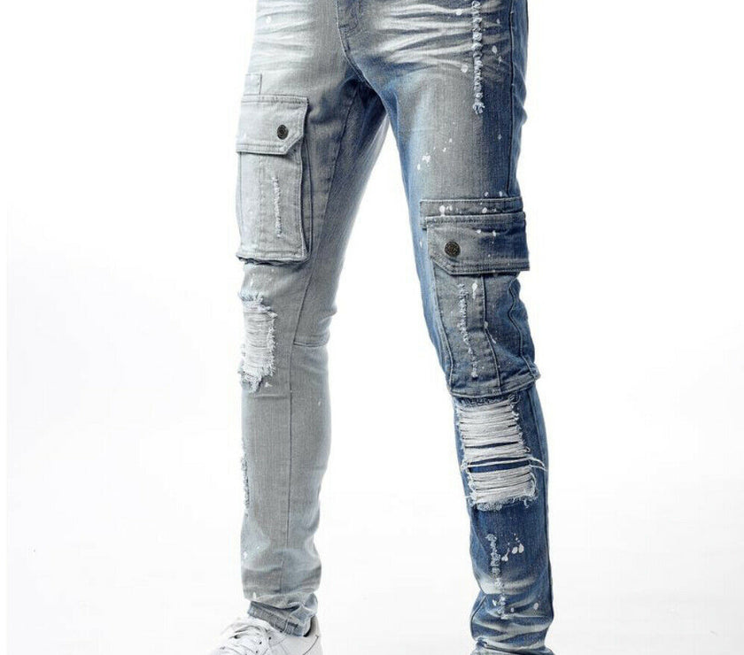 Rebel Split Cargo Pocket Denim Jeans