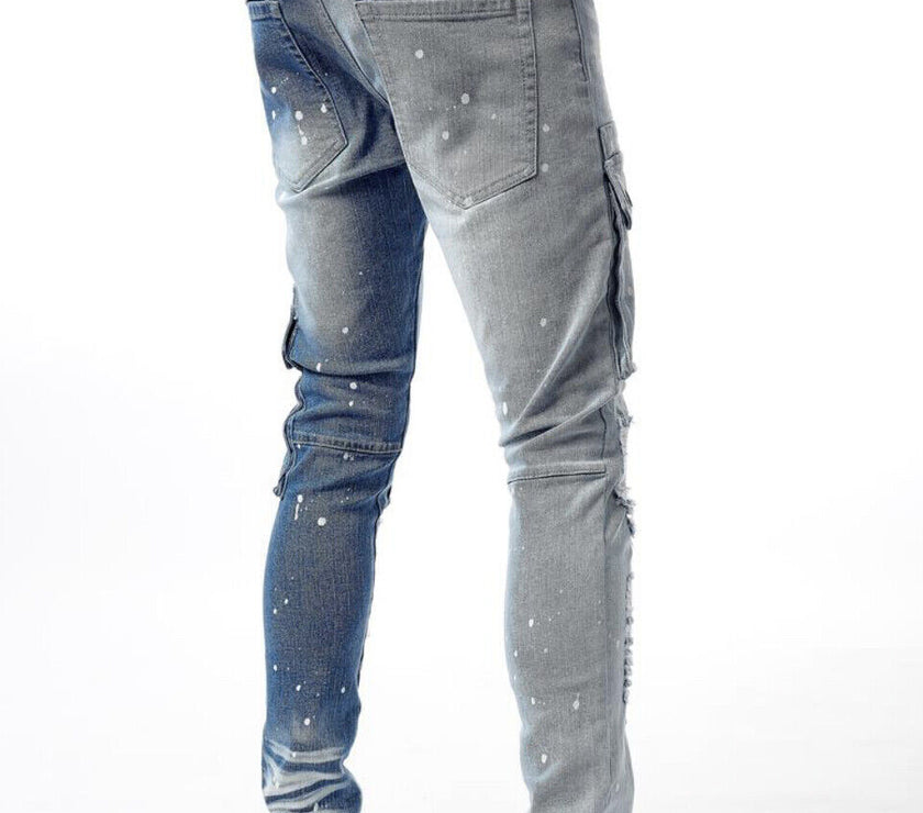 Rebel Split Cargo Pocket Denim Jeans